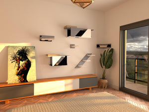 Cat Wall Shelf Bed Bundle - Sharp View Bundle - Scratchy Things Premium Pet Furniture