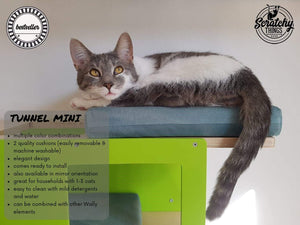 Cat Wall Shelf Bed - Wally Tunnel Mini - Scratchy Things Premium Pet Furniture