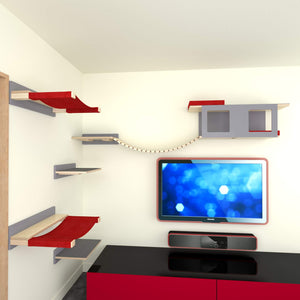 Cat Wall Shelf Bridge Bed Bundle - BigCat Corner TV Bundle - Scratchy Things Premium Pet Furniture