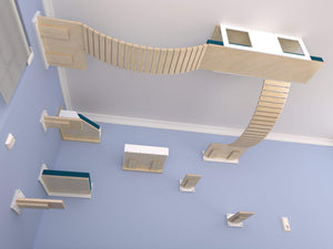 Cat Wall Shelf Bridge Bed Bundle - Corner Heights Bundle - Scratchy Things Premium Pet Furniture
