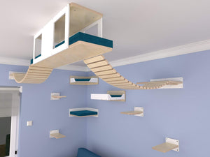Cat Wall Shelf Bridge Bed Bundle - Corner Heights Bundle - Scratchy Things Premium Pet Furniture