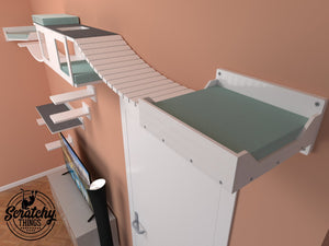 Cat Wall Shelf Bridge Bed Bundle - Peach Bundle - Scratchy Things Premium Pet Furniture