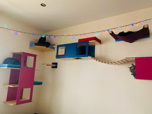 Cat Wall Shelf Bridge Bed Bundle - Splash of Color Bundle - Scratchy Things Premium Pet Furniture