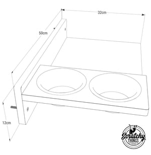 Cat Wall Shelf Feeder Step - Wally Flat Feeder - Scratchy Things Premium Pet Furniture