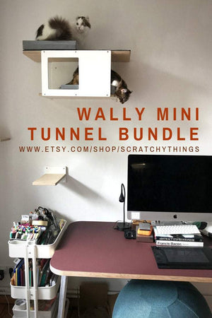 Cat Wall Shelf Step Bed Bundle - Wally Mini Bundle - Scratchy Things Premium Pet Furniture