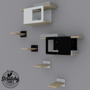 Cat Wall Shelf Step Bed Bundle - Wally Mini Double Bundle - Scratchy Things Premium Pet Furniture