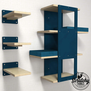 Cat Wall Shelf Step Bed Bundle - Wally Stacker Bundle - Scratchy Things Premium Pet Furniture