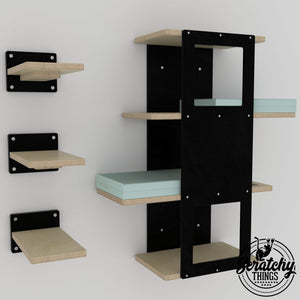 Cat Wall Shelf Step Bed Bundle - Wally Stacker Bundle - Scratchy Things Premium Pet Furniture