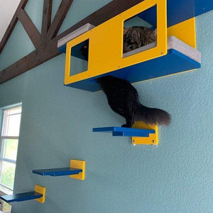 Cat Wall Shelf Step Bed Bundle - Wally Tunnel Bundle - Scratchy Things Premium Pet Furniture