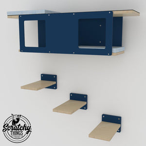 Cat Wall Shelf Step Bed Bundle - Wally Tunnel Bundle - Scratchy Things Premium Pet Furniture