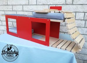 Cat Wall Shelf Step Bridge Bed Bundle - Wally Tunnel Bridge Bundle - Scratchy Things Premium Pet Furniture