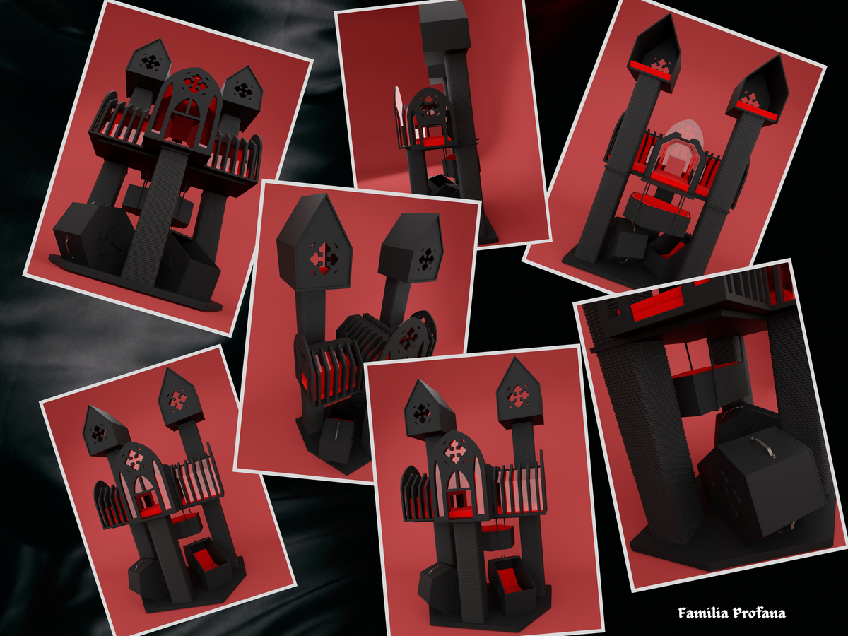 Familia Profana - the process of designing a giant gothic cat tree ...