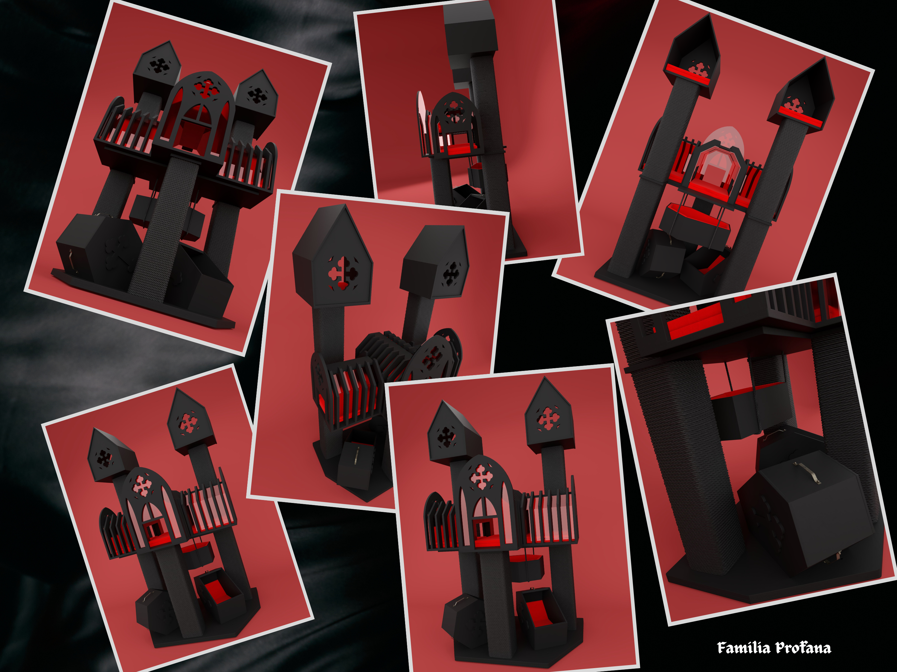 Familia Profana - the process of designing a giant gothic cat tree