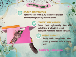 Big Cat Wall Shelf Bed Box - BigCat Sharp Tunnel Mini - cat house for medium and large cats - Scratchy Things Premium Pet Furniture