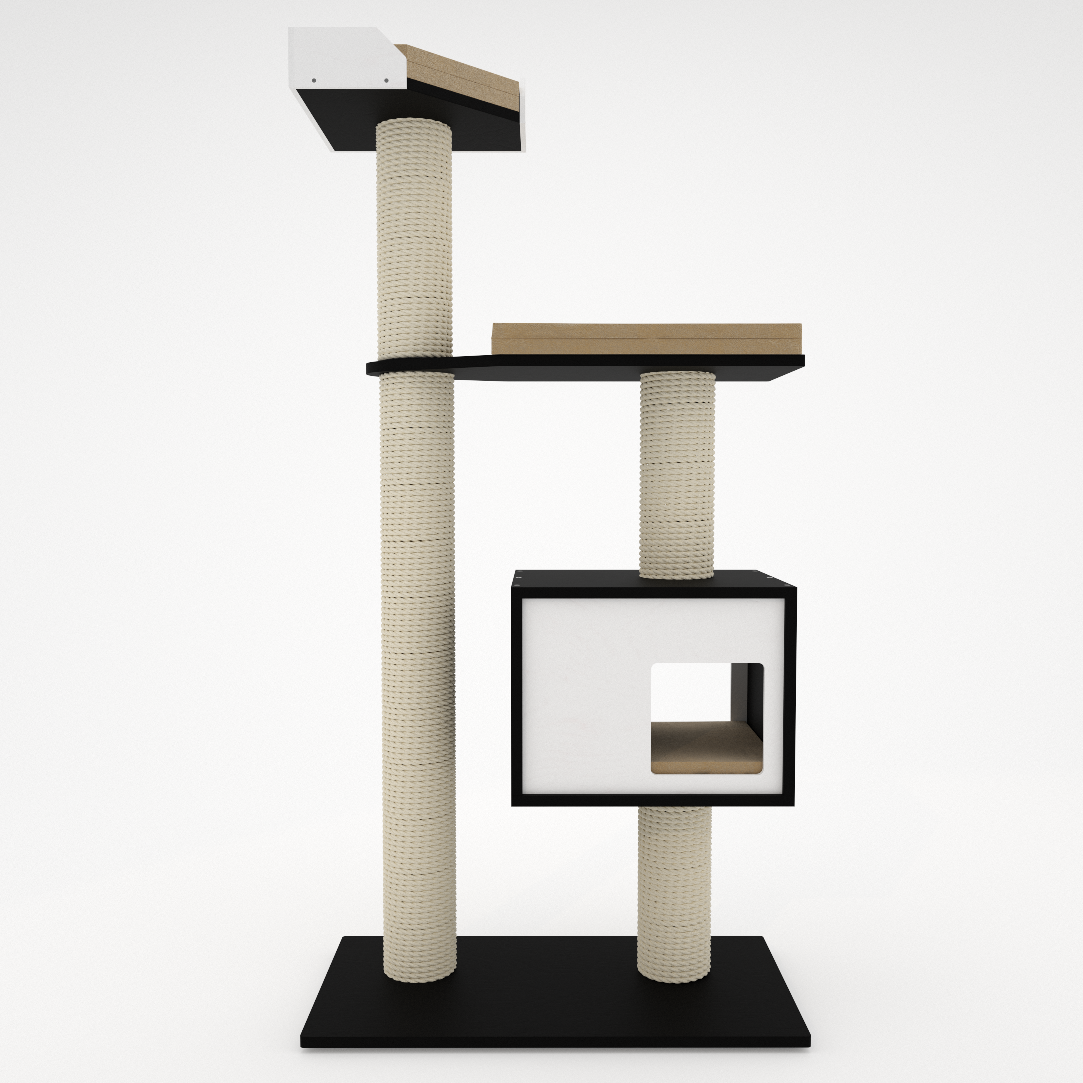 Cat Scratcher Pole House Bed Cushion Standalone - Boxy Solo 35 Wide Cat scratcher - Scratchy Things Premium Pet Furniture