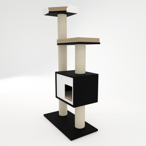 Cat Scratcher Pole House Bed Cushion Standalone - Boxy Solo 35 Wide Cat scratcher - Scratchy Things Premium Pet Furniture