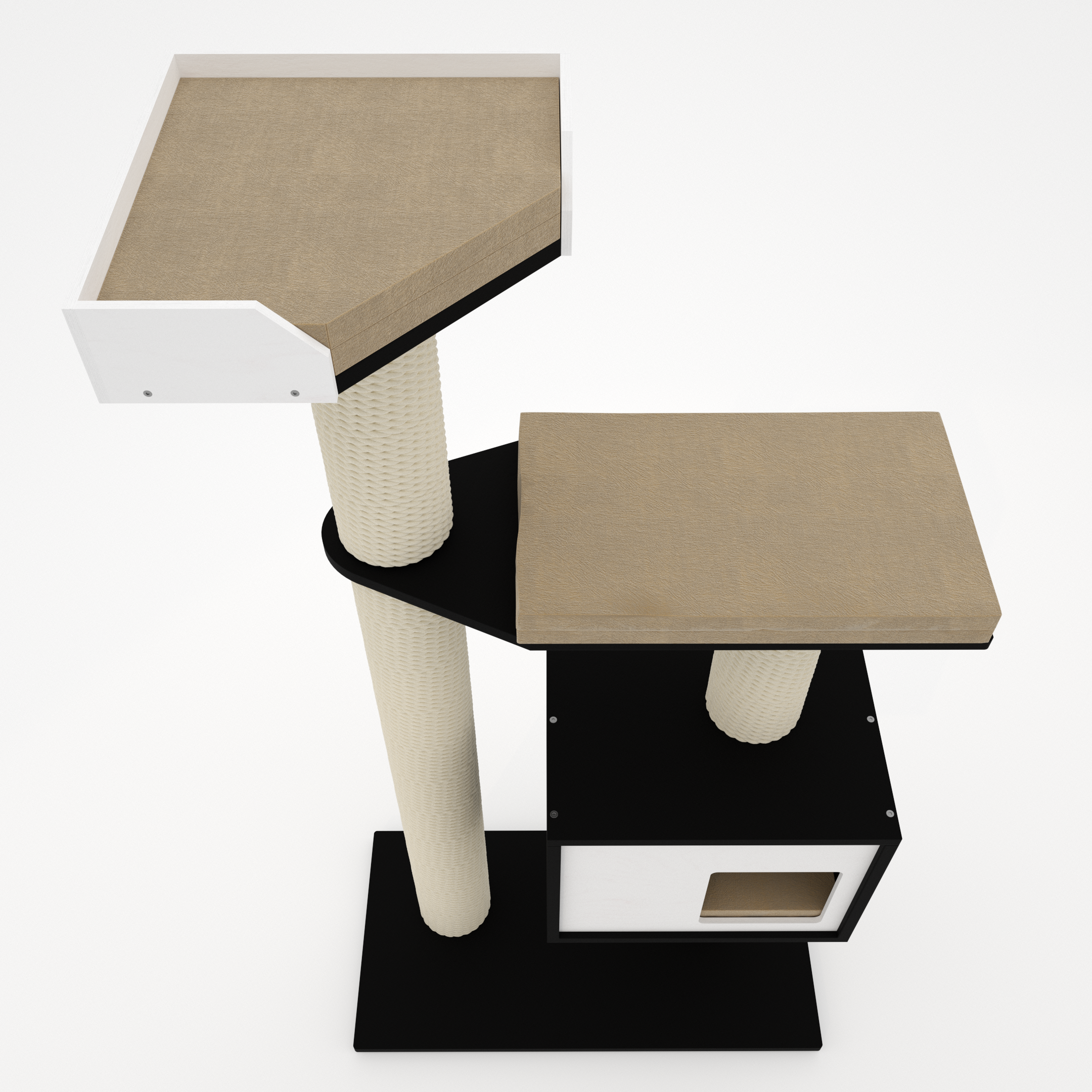 Cat Scratcher Pole House Bed Cushion Standalone - Boxy Solo 35 Wide Cat scratcher - Scratchy Things Premium Pet Furniture