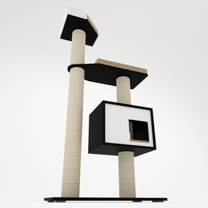 Cat Scratcher Pole House Bed Cushion Standalone - Boxy Solo 35 Wide Cat scratcher - Scratchy Things Premium Pet Furniture