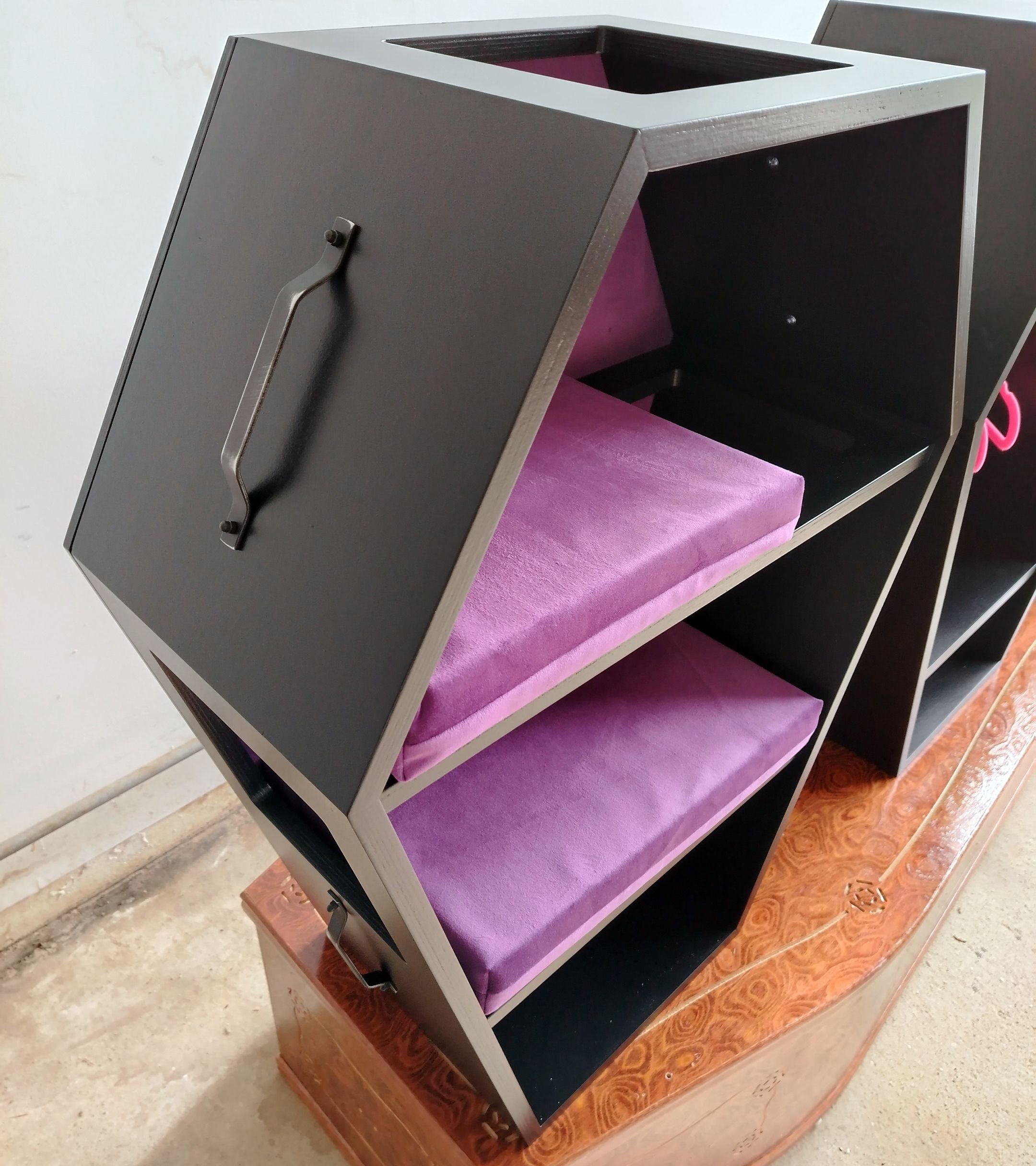 Big Cat Wall Shelf Bed Box Halloween - Wally Vampurrra - Left Side Exit - Scratchy Things Premium Pet Furniture