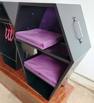 Big Cat Wall Shelf Bed Box Halloween - Wally Vampurrra - Left Side Exit - Scratchy Things Premium Pet Furniture