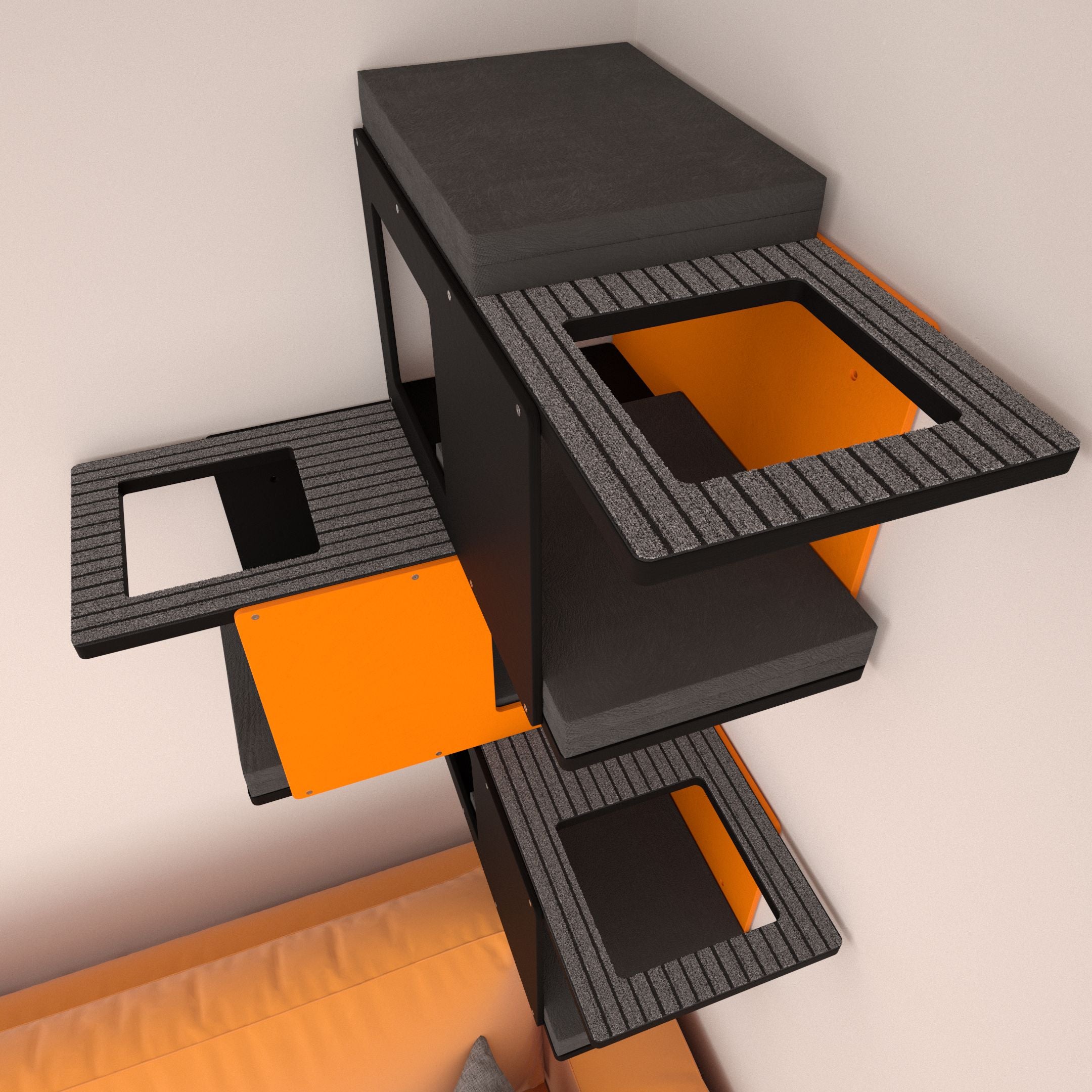 Cat Wall Shelf Bed Corner Tunnel Bundle - Wally BigCat CornerTunnel 3-pack - Scratchy Things Premium Pet Furniture