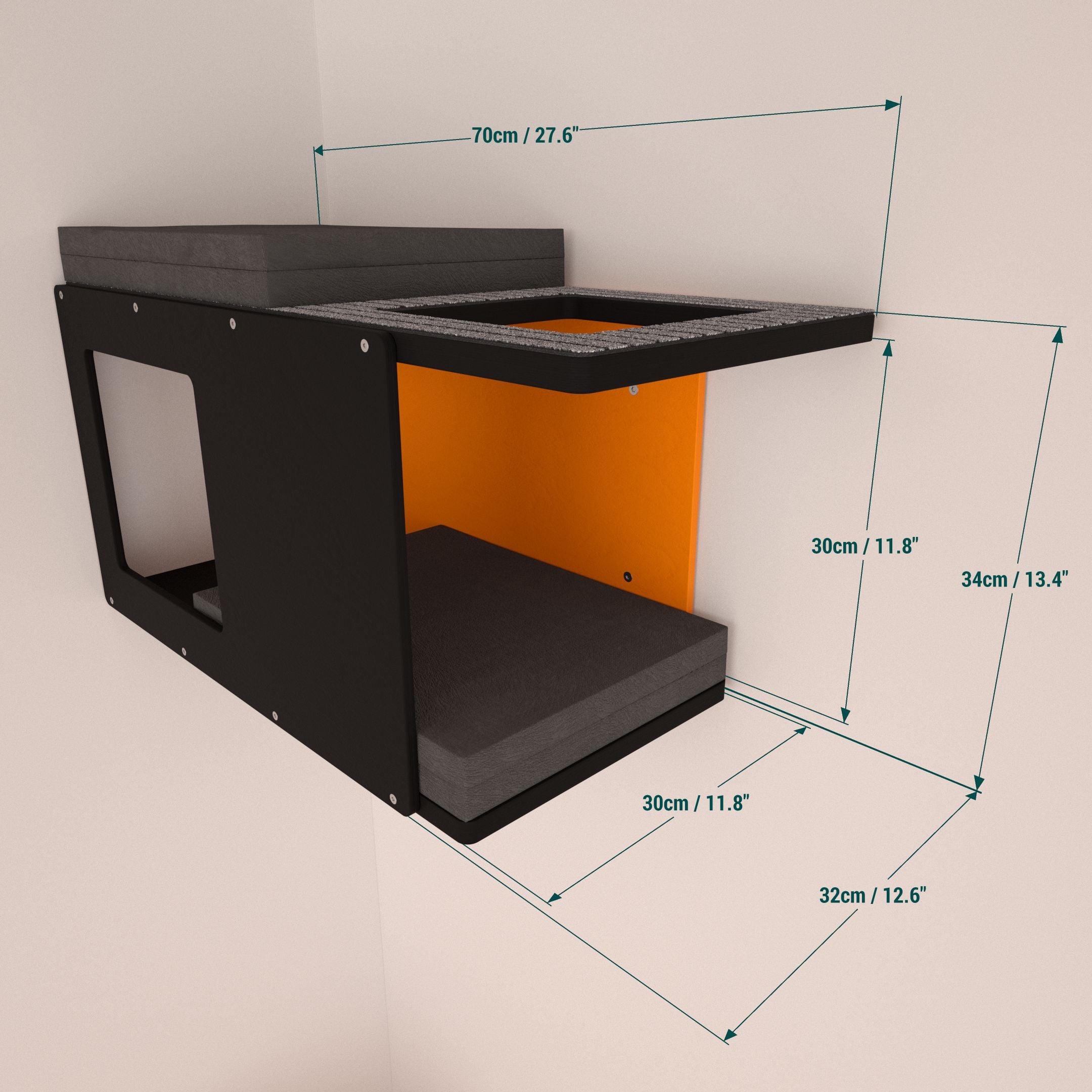 Cat Wall Shelf Bed Corner Tunnel - Wally BigCat CornerTunnel - Scratchy Things Premium Pet Furniture