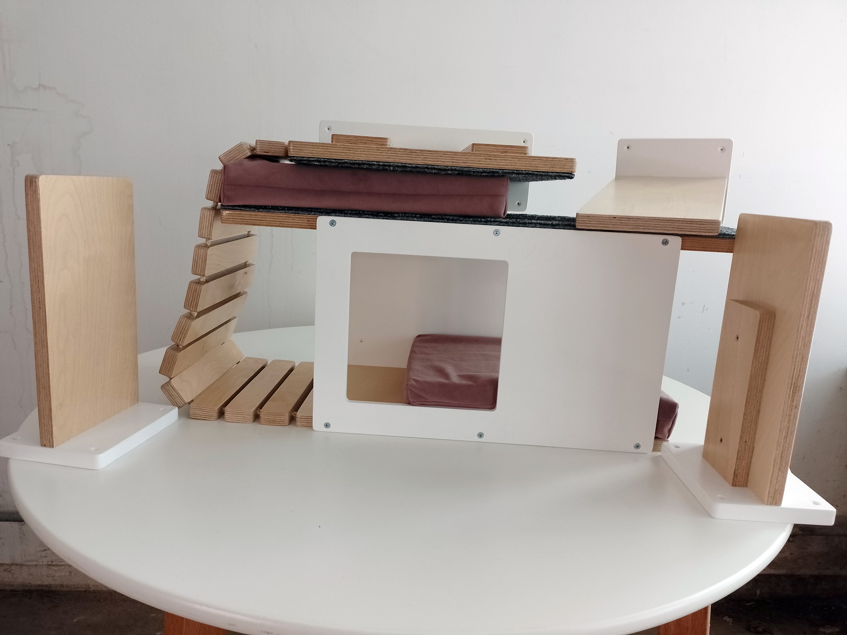 Cat Wall Shelf Step Bridge Bed Bundle - Wally Play Bundle Mini - Scratchy Things Premium Pet Furniture