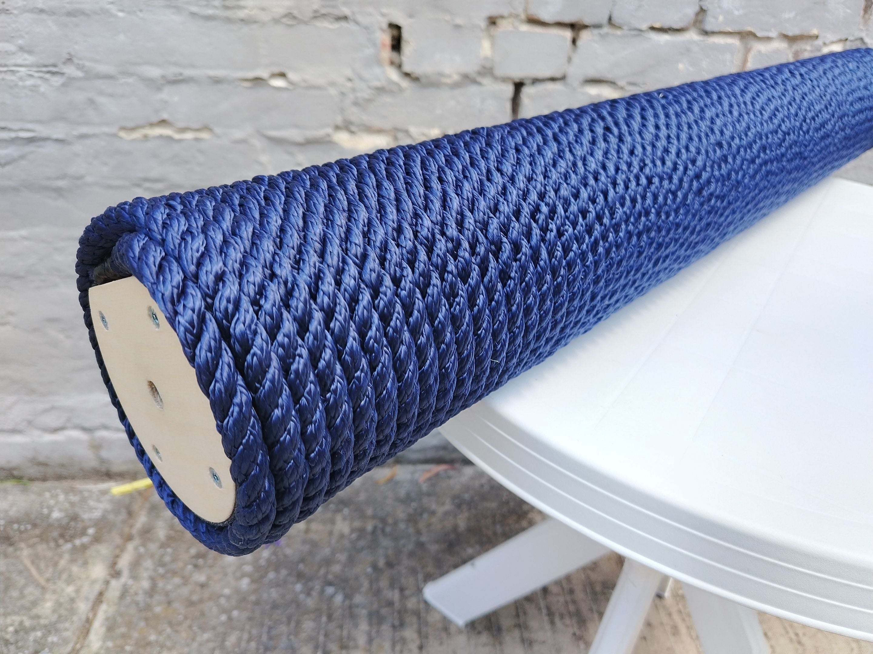 Catio Wall Shelf Scratching Pole Post Shelf - Catio Scratching Post Angle - Outdoor cat leaning / angled scratching pole - Scratchy Things Premium Pet Furniture