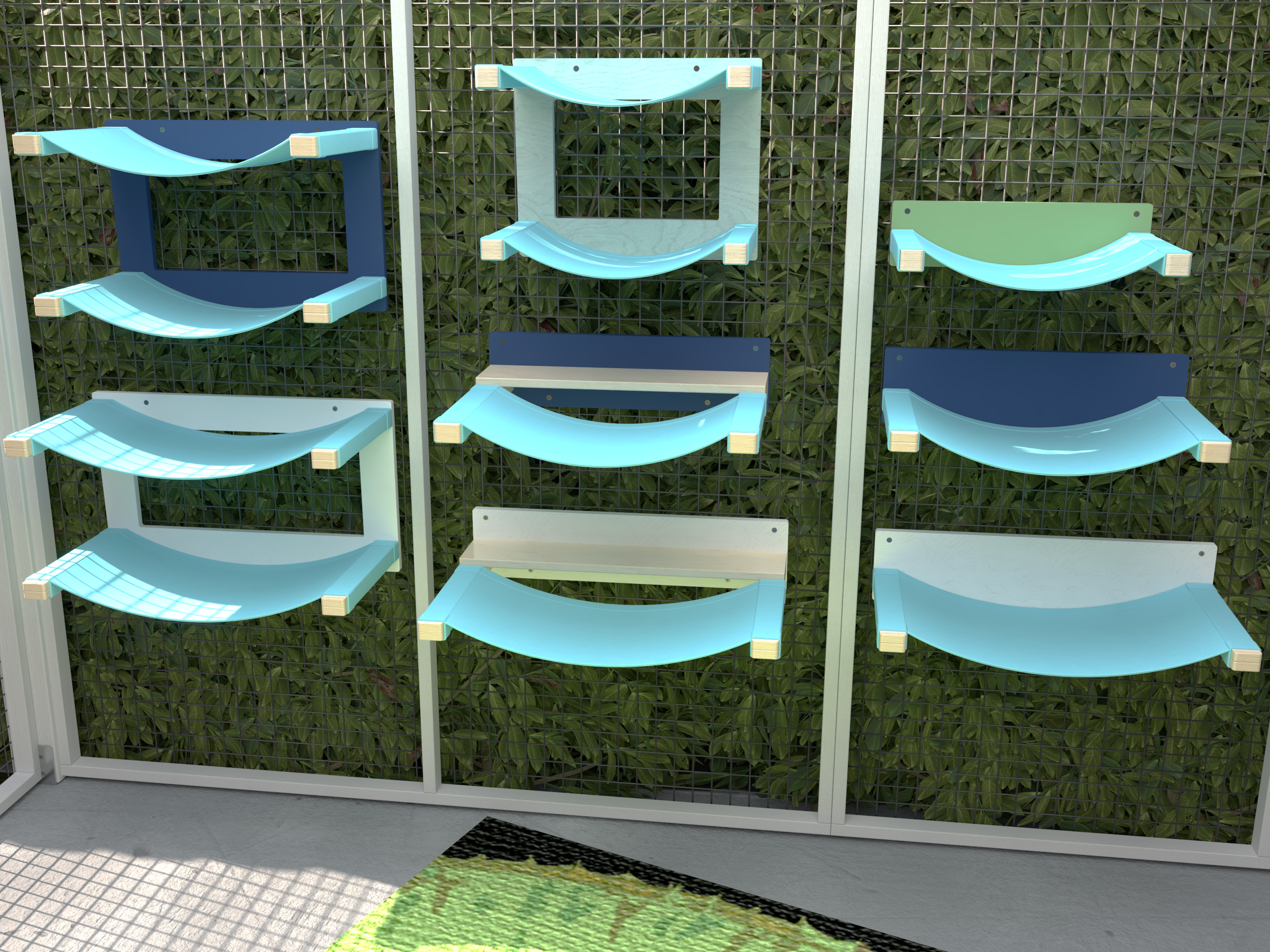 Catio Big Cat Wall Shelf Bed Cot Hammock - Catio Twin Cot - outdoor cat double hammock - Scratchy Things Premium Pet Furniture