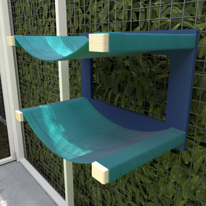 Catio Big Cat Wall Shelf Bed Cot Hammock - Catio BigCat Twin Cot - outdoor cat double hammock for large cats - Scratchy Things Premium Pet Furniture