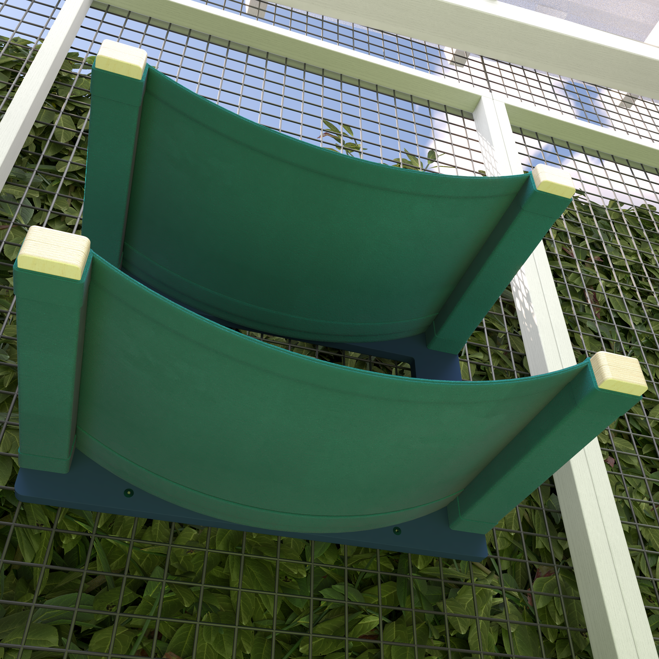 Catio Big Cat Wall Shelf Bed Cot Hammock - Catio BigCat Twin Cot - outdoor cat double hammock for large cats - Scratchy Things Premium Pet Furniture