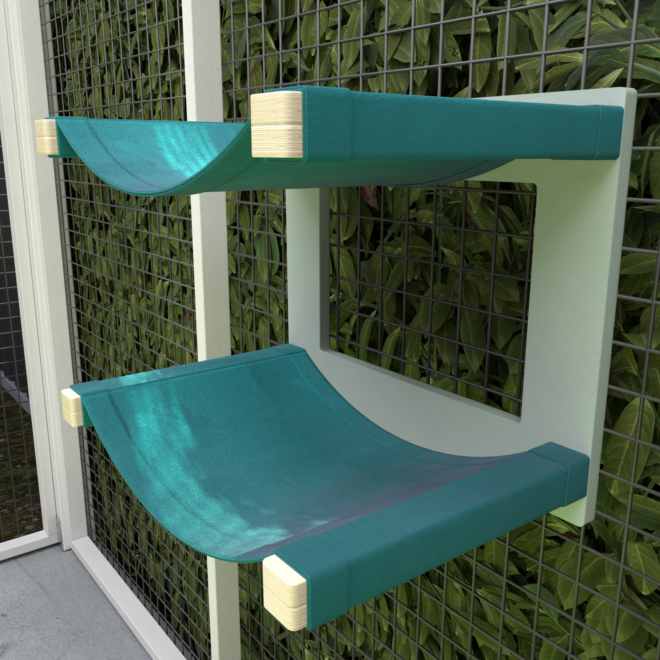 Catio Big Cat Wall Shelf Bed Cot Hammock - Catio Twin Cot - outdoor cat double hammock - Scratchy Things Premium Pet Furniture