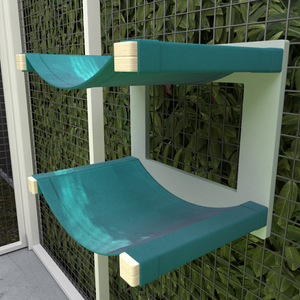 Catio Big Cat Wall Shelf Bed Cot Hammock - Catio Twin Cot - outdoor cat double hammock - Scratchy Things Premium Pet Furniture