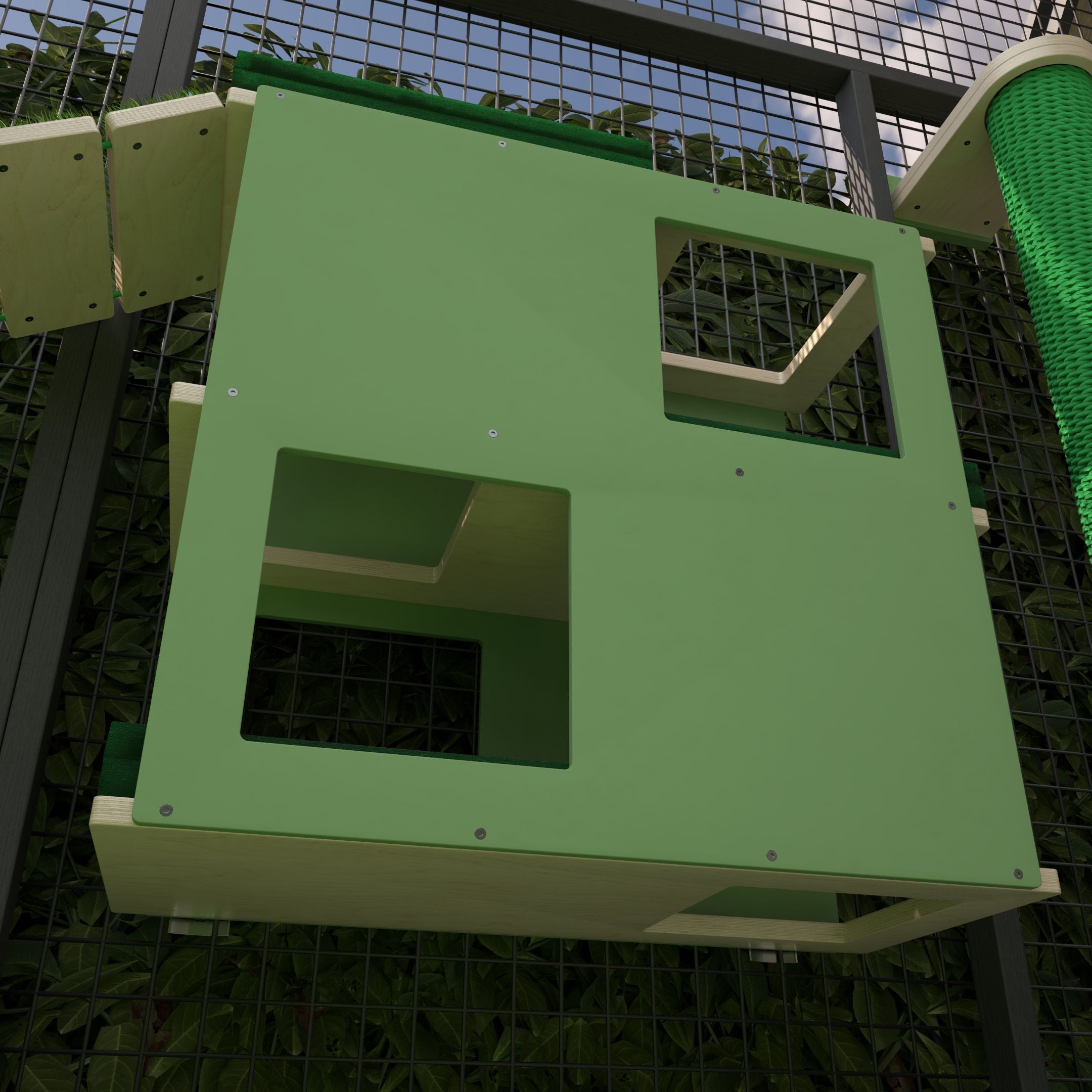 Catio Big Cat Wall Shelf Bed Perch - Catio BigCat Loft - outdoor multilevel cat shelf - Scratchy Things Premium Pet Furniture