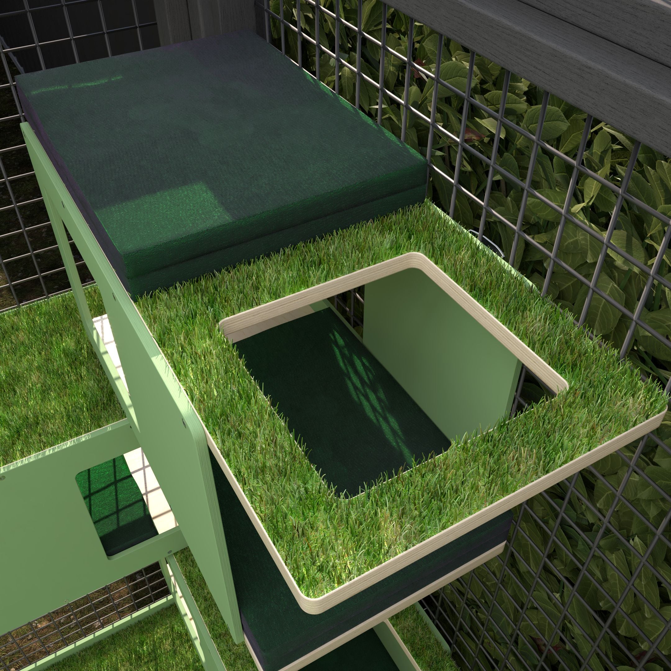 Catio Big Cat Wall Shelf Bed Perch - Catio BigCat CornerTunnel - outdoor cat house - Scratchy Things Premium Pet Furniture