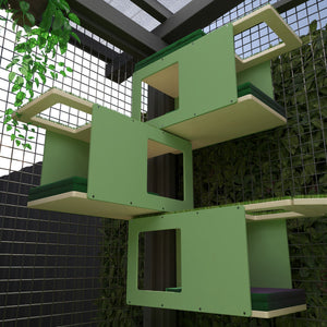 Catio Big Cat Wall Shelf Bed Perch - Catio BigCat CornerTunnel 3-pack - Scratchy Things Premium Pet Furniture