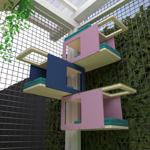 Catio Outdoor Cat Wall Shelf Bed Perch - Catio CornerTunnel 3-pack - Scratchy Things Premium Pet Furniture