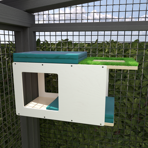 Catio Big Cat Wall Shelf Bed Perch - Catio BigCat CornerTunnel - outdoor cat house - Scratchy Things Premium Pet Furniture