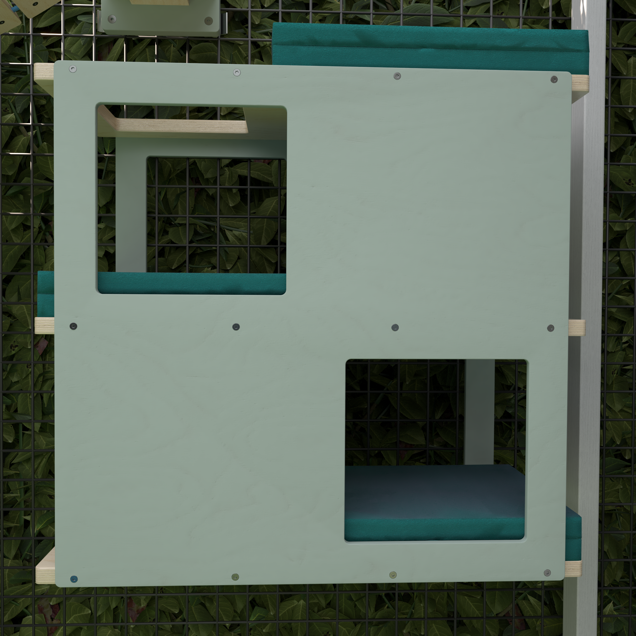 Catio Outdoor Cat Wall Shelf Bed Perch - Catio Loft - outdoor multilevel cat shelf - Scratchy Things Premium Pet Furniture