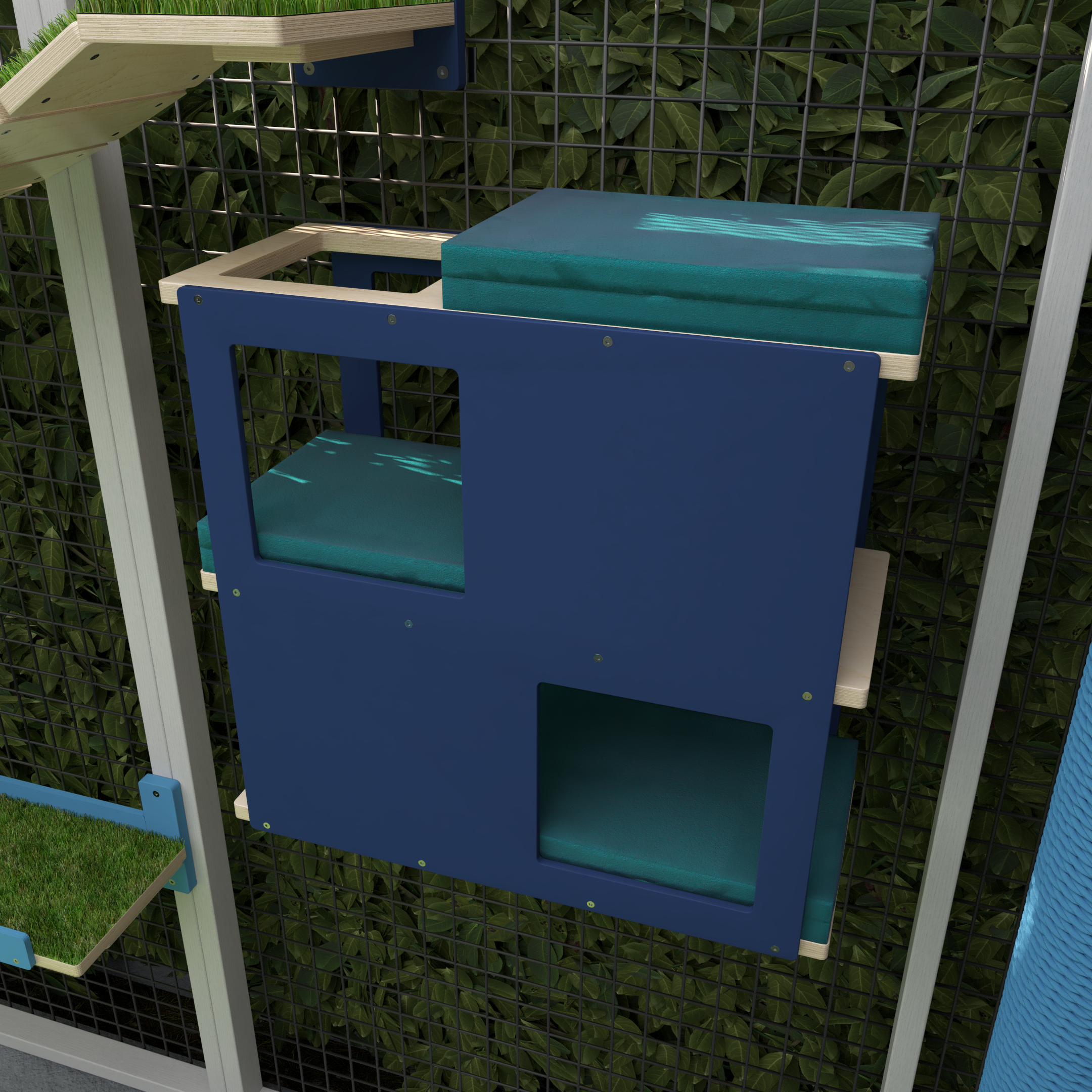 Catio Outdoor Cat Wall Shelf Bed Perch - Catio Loft - outdoor multilevel cat shelf - Scratchy Things Premium Pet Furniture