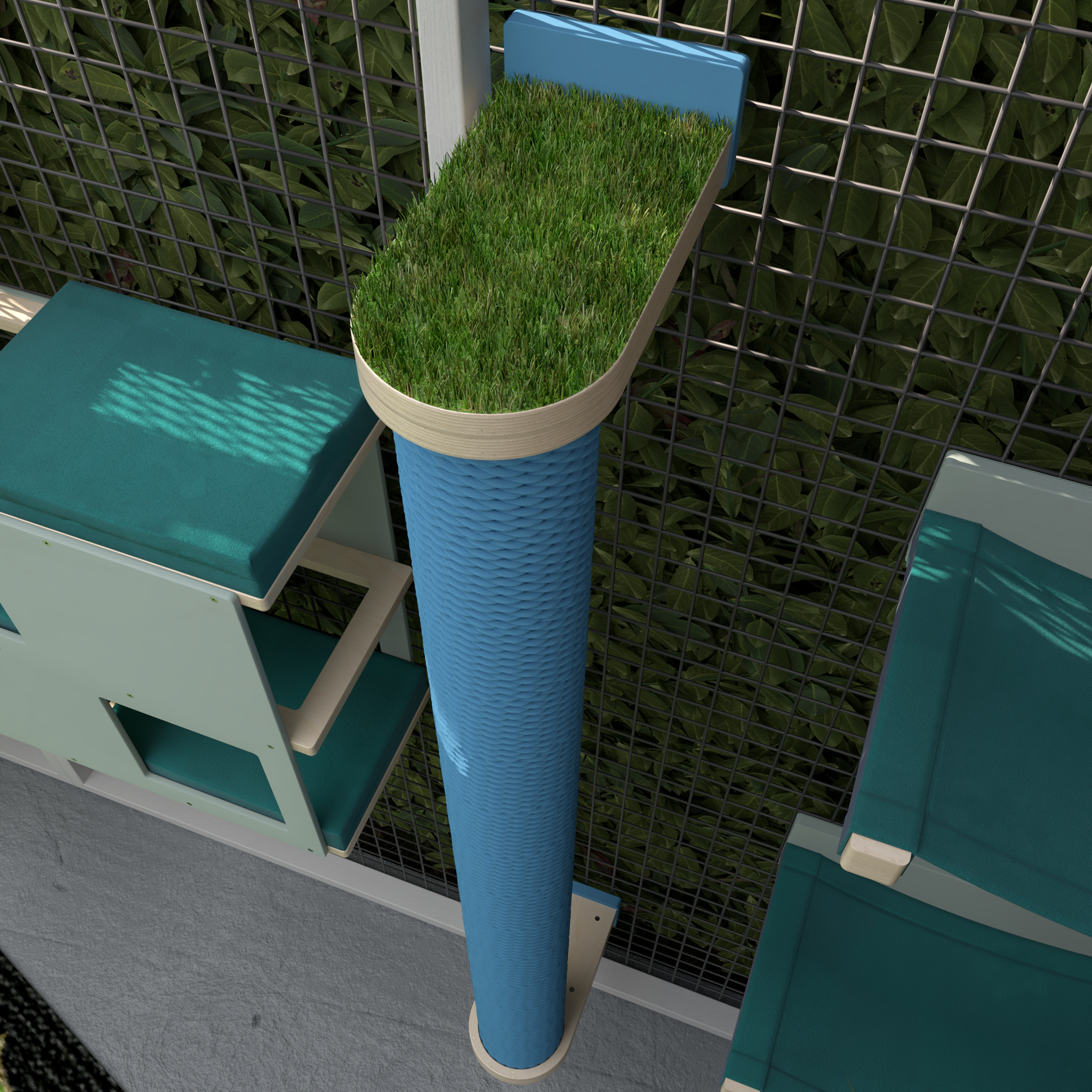 Catio Wall Shelf Scratching Pole Post Shelf - Catio Scratching Post - Scratchy Things Premium Pet Furniture