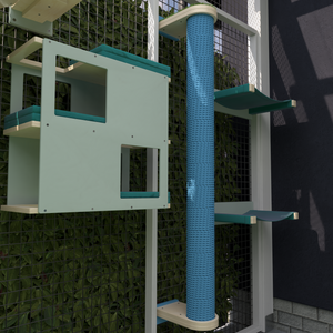 Catio Wall Shelf Scratching Pole Post Shelf - Catio Scratching Post - Scratchy Things Premium Pet Furniture