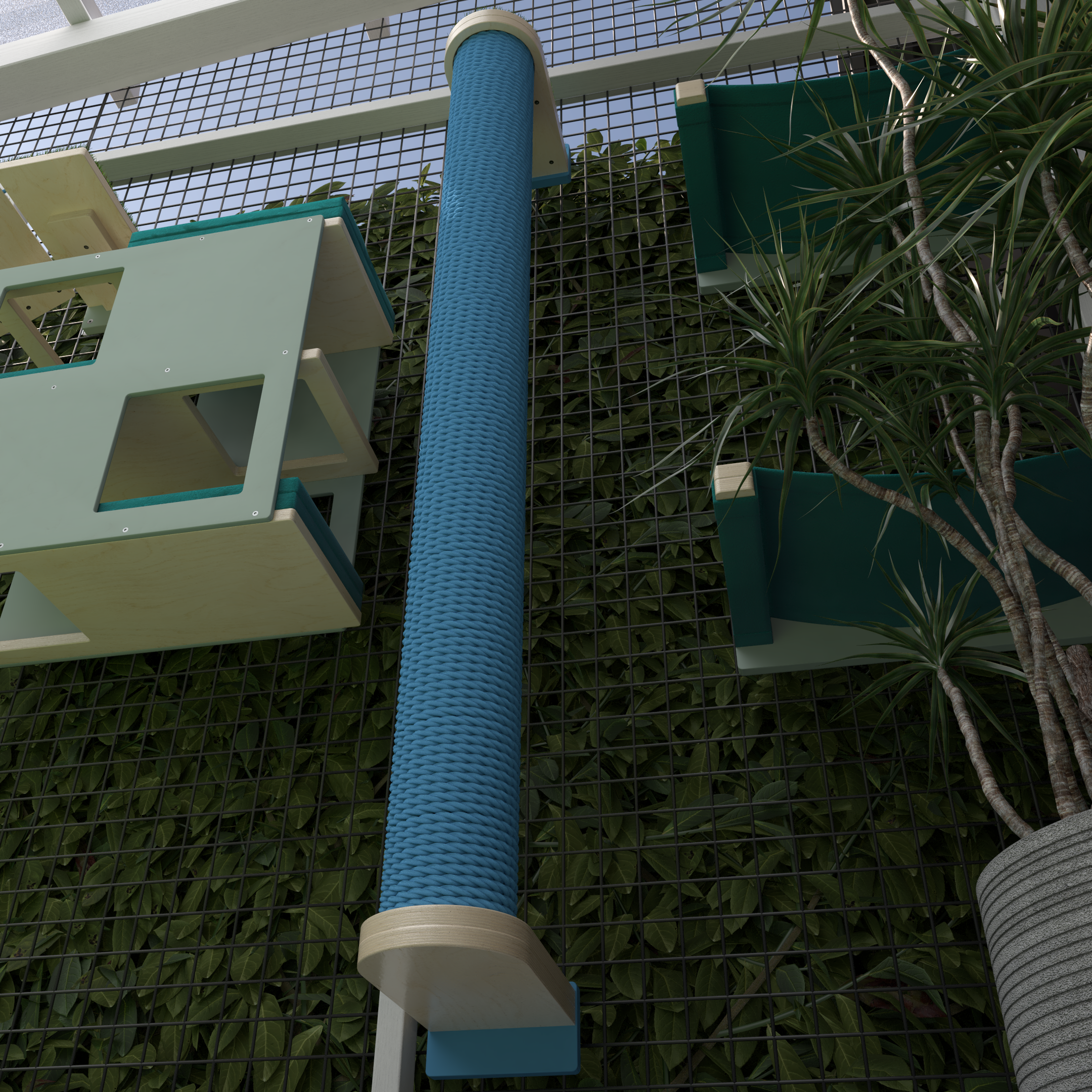 Catio Wall Shelf Scratching Pole Post Shelf - Catio Scratching Post - Scratchy Things Premium Pet Furniture