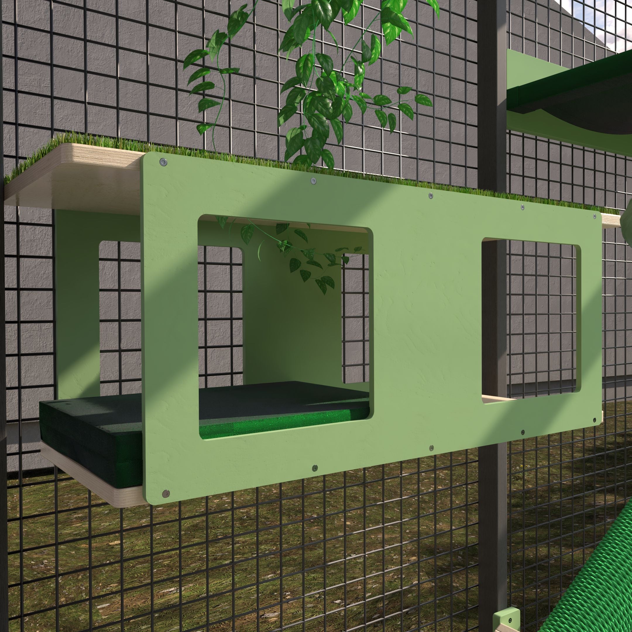 Catio Wall Shelf Tunnel Bed Perch - Catio Tunnel - outdoor cat house - Scratchy Things Premium Pet Furniture