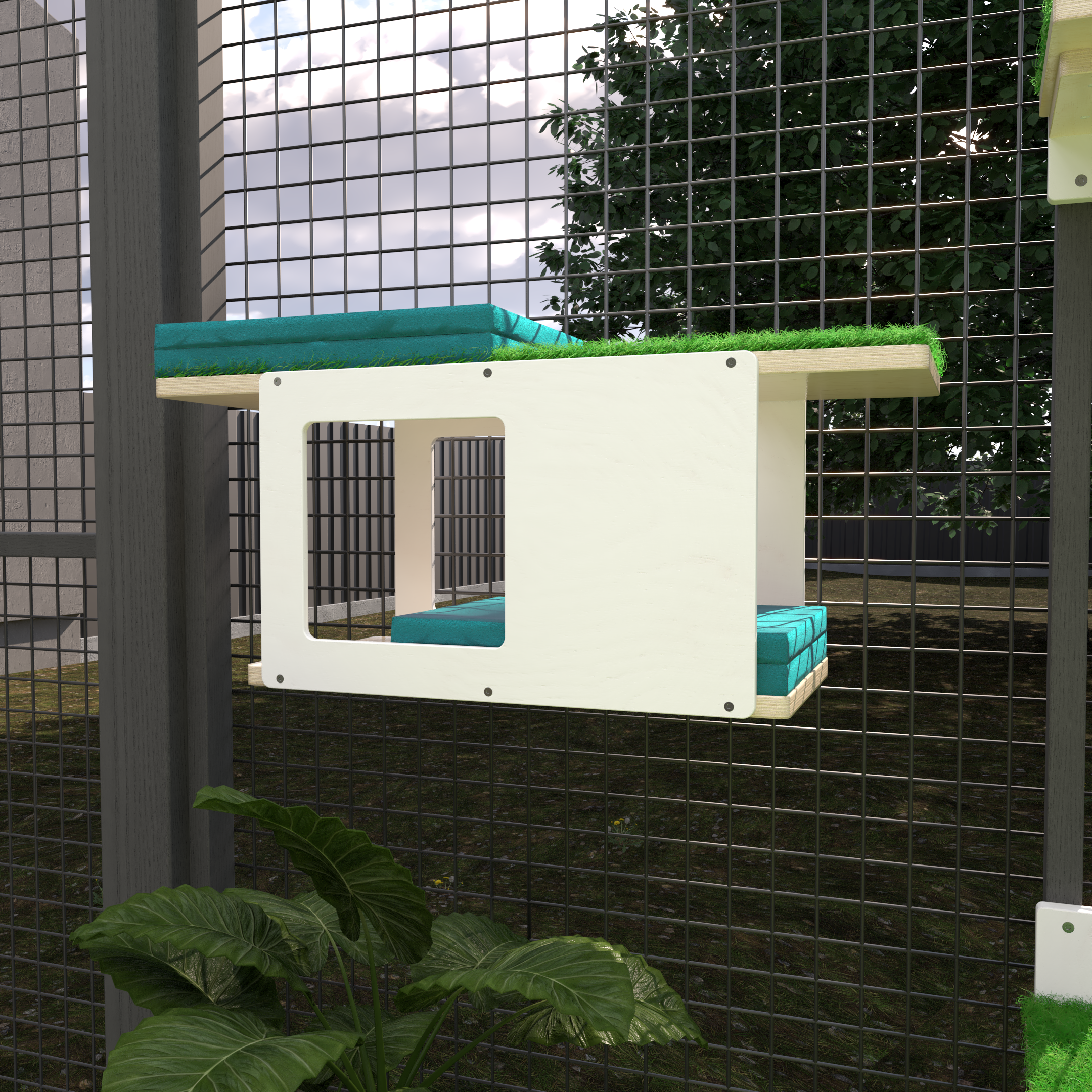 Catio Outdoor Cat Wall Shelf Bed Perch - Catio Tunnel Mini - outdoor cat house for cats - Scratchy Things Premium Pet Furniture