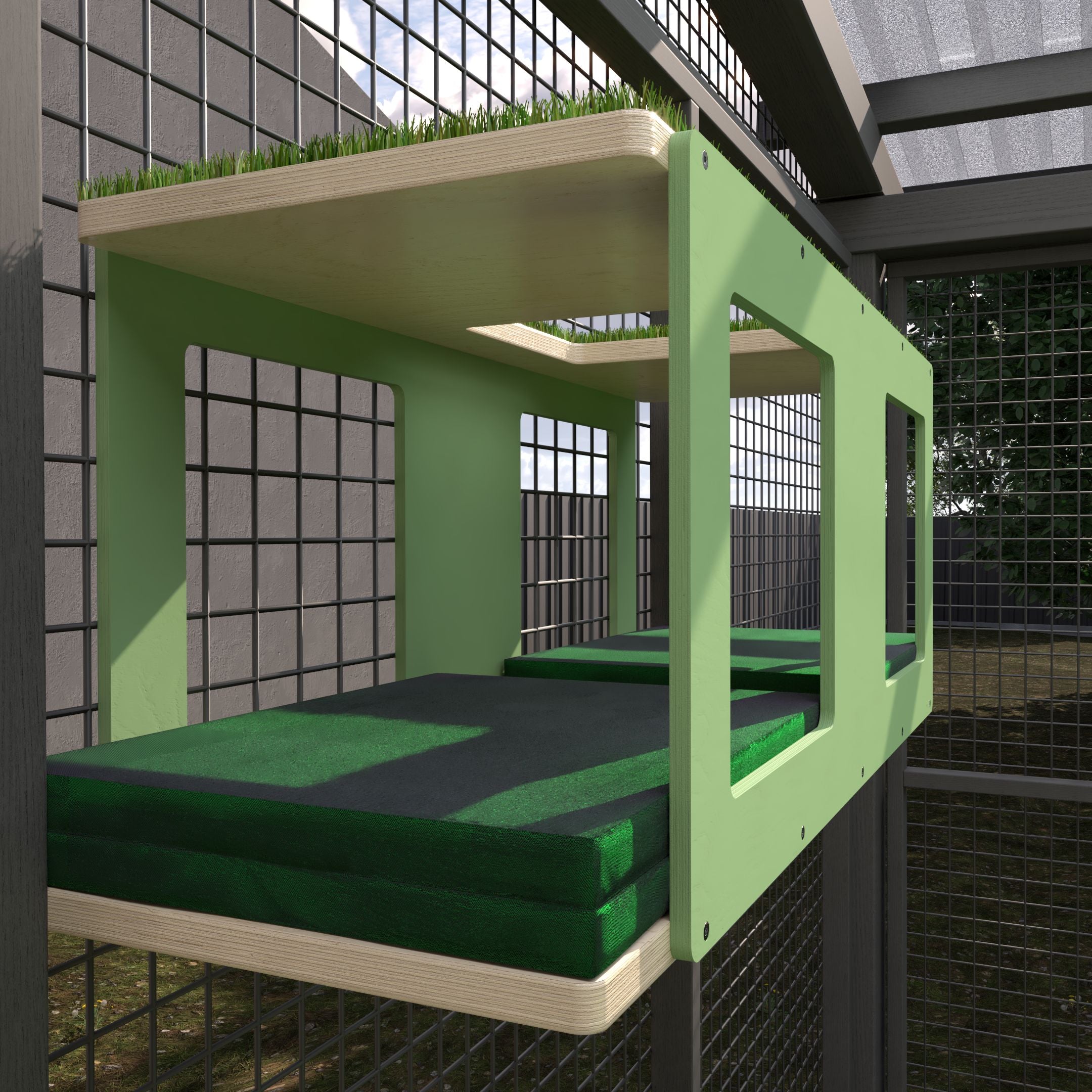 Catio Wall Shelf Tunnel Bed Perch - Catio Tunnel Upside Down - Scratchy Things Premium Pet Furniture