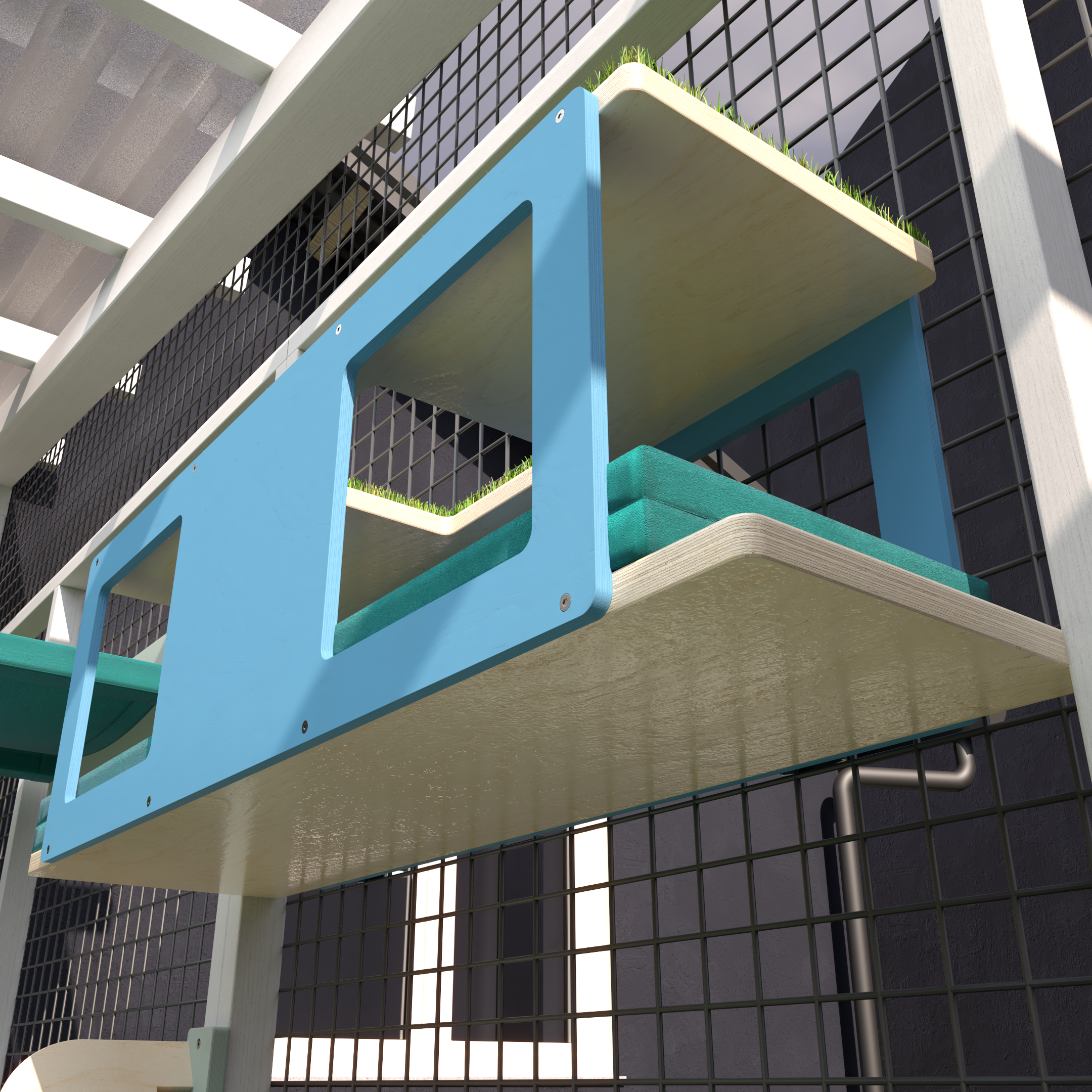 Catio Wall Shelf Tunnel Bed Perch - Catio Tunnel Upside Down - Scratchy Things Premium Pet Furniture