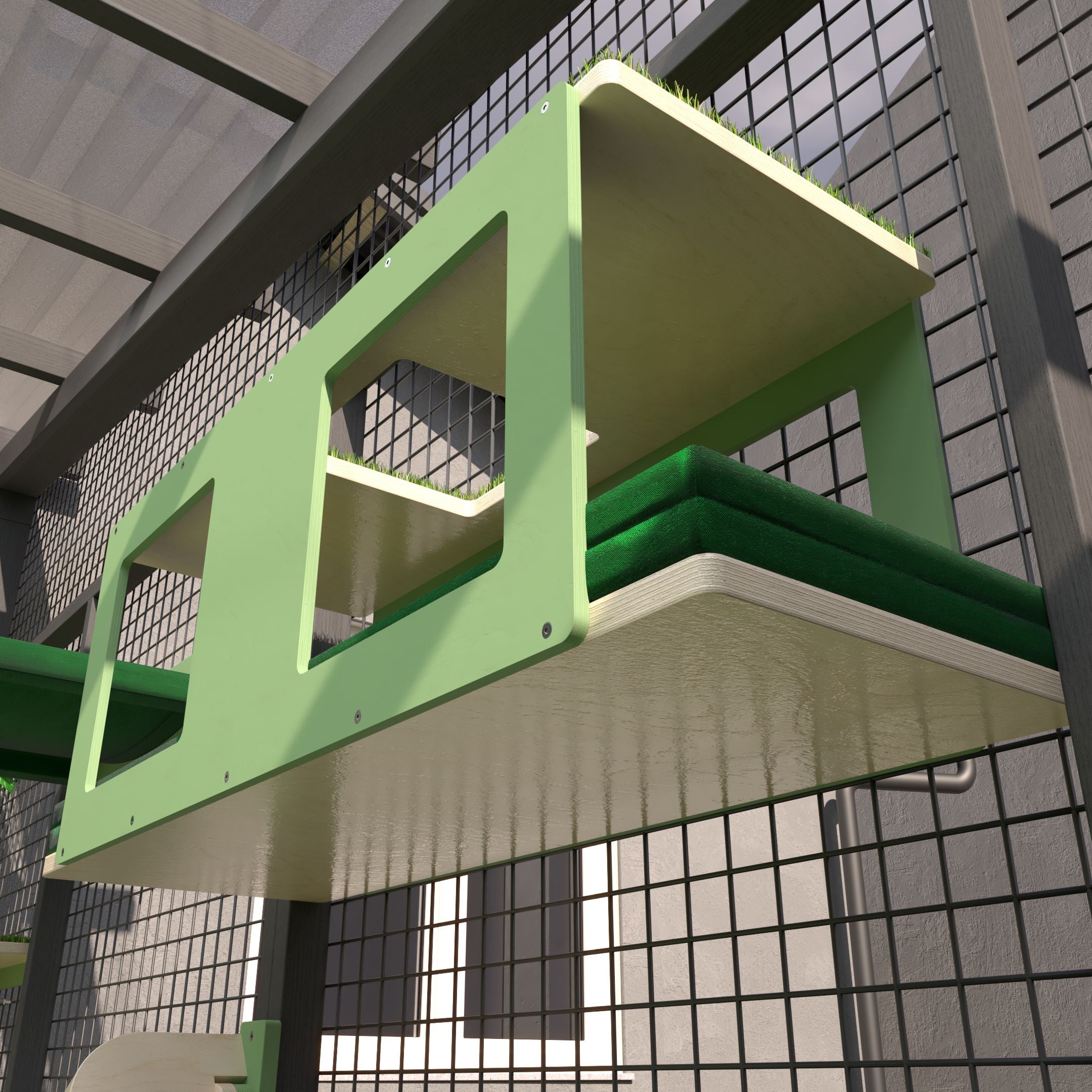 Catio Wall Shelf Tunnel Bed Perch - Catio Tunnel Upside Down - Scratchy Things Premium Pet Furniture