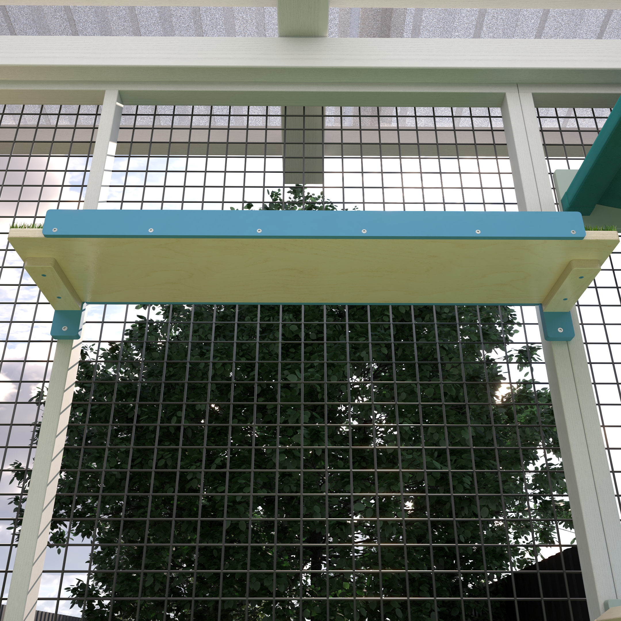 Catio Cat Wall Shelf Bed Perch Walkway Step - Catio Walkway - outdoor cat fixed platform - Scratchy Things Premium Pet Furniture