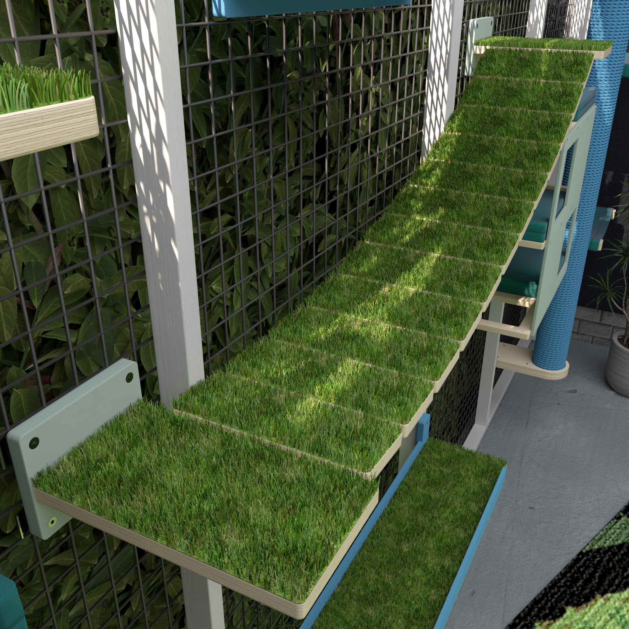 Cat Bridge Shelf Step Wide - Catio WideBridge - Outdoor cat bridge with wide slats - Scratchy Things Premium Pet Furniture